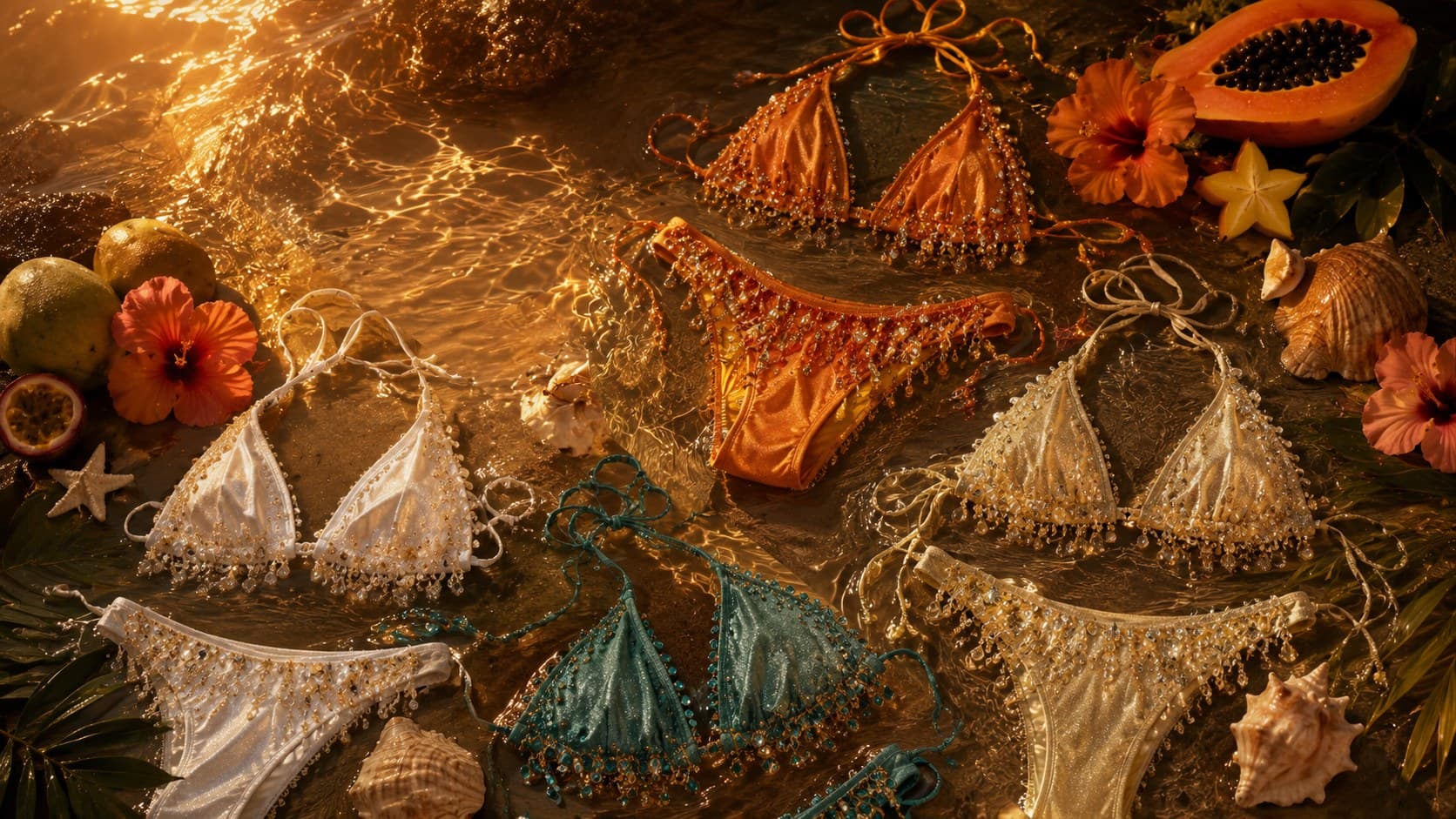 Lunaya crystal bikini flatlay